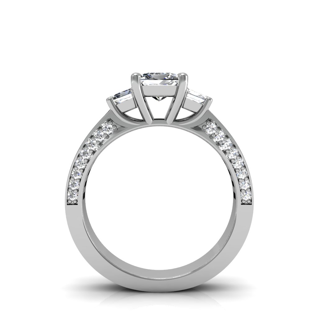 Three Stone Princess Cut Bridal Set